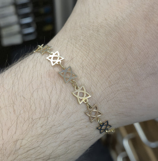 9ct Yellow Gold Open Cut Out Star Shaped link Bracelet