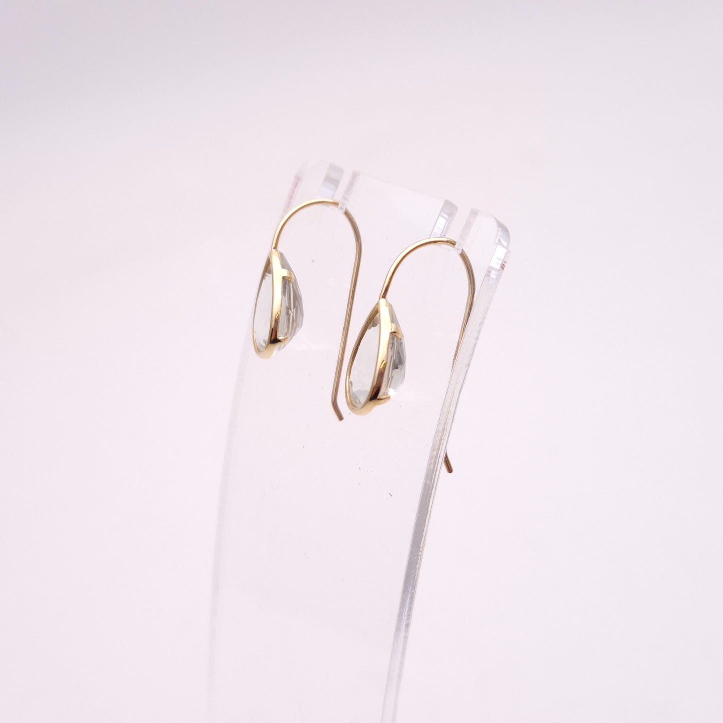 9ct Yellow Gold Teardrop Praseolite Drop Earrings