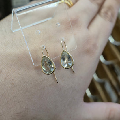 9ct Yellow Gold Teardrop Praseolite Drop Earrings