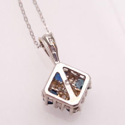 9ct White Gold Sapphire and Diamond Pendant and Chain necklace