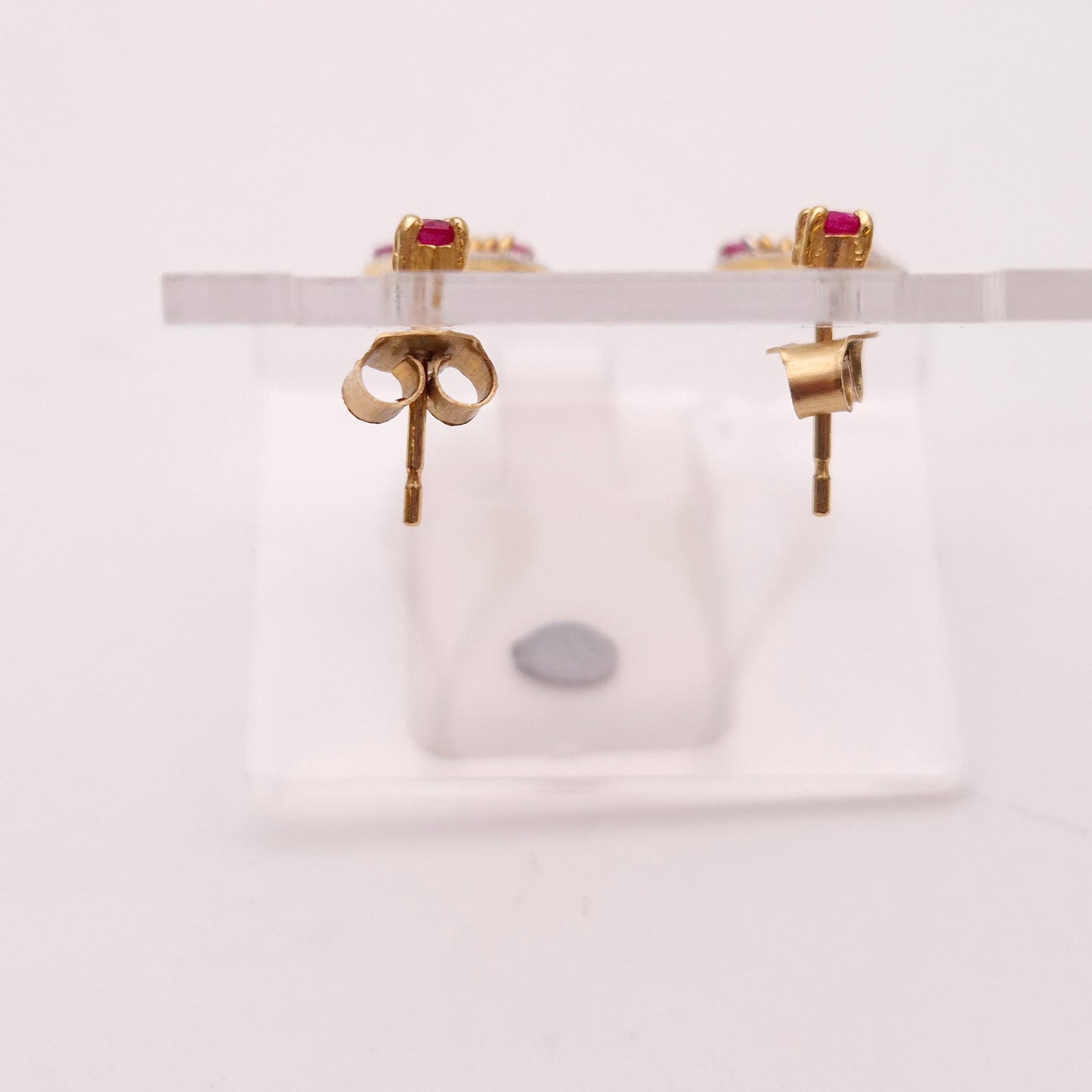 9ct Yellow and White gold Two Tone Ruby and Diamond Openwork Drop Earrings