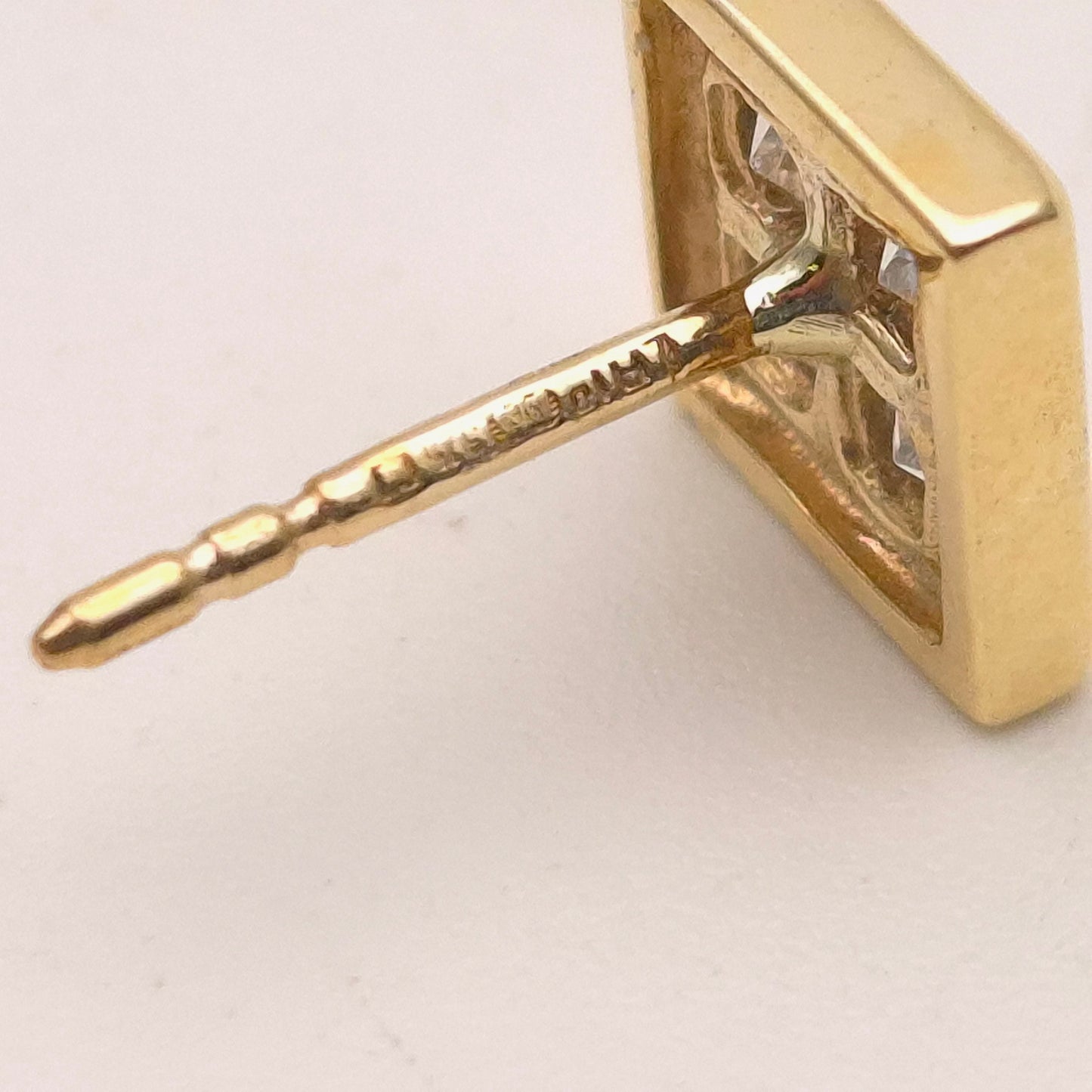 9ct Yellow Gold Four Stone Cubic Zirconia Square Stud Earrings