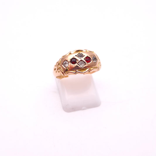 9ct Rose Gold Antique Garnet & Paste Stone Multi-Stone Ring