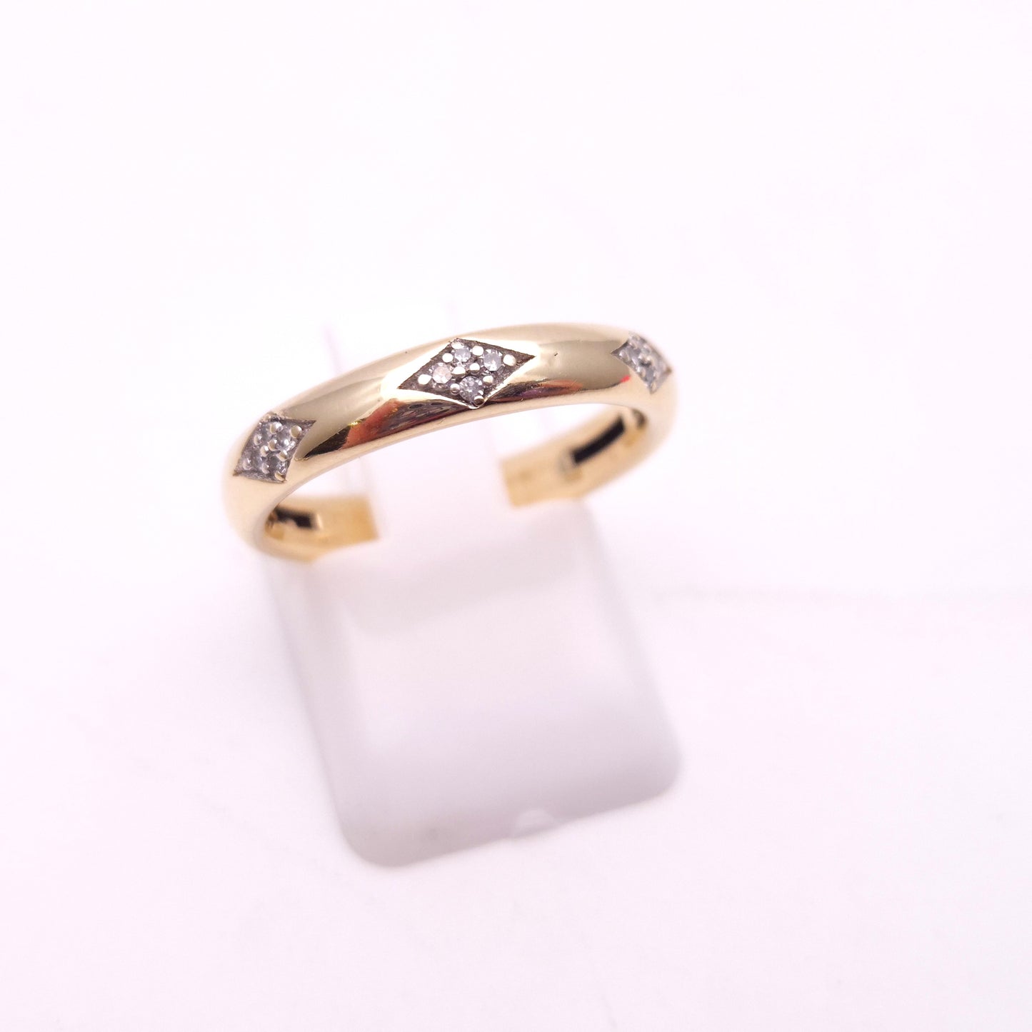 9ct Yellow Gold Diamond Set Diamond Panel Band Ring