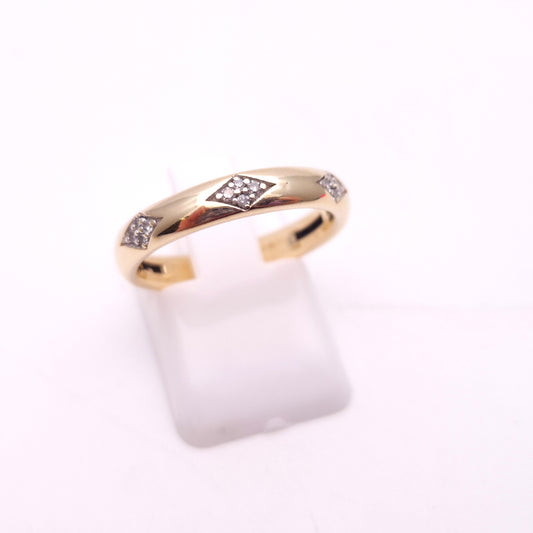 9ct Yellow Gold Diamond Set Diamond Panel Band Ring