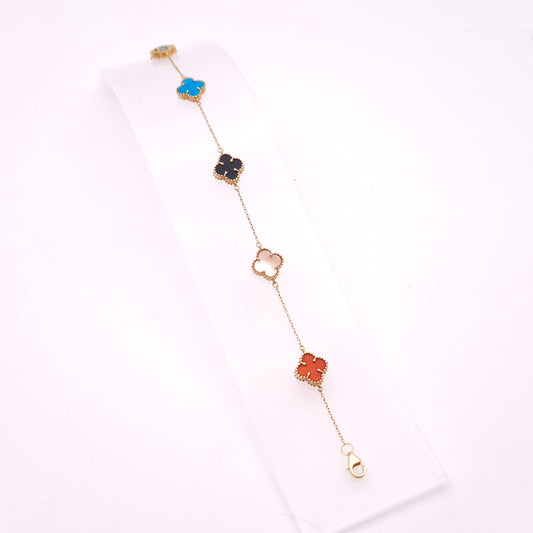 18ct Yellow Gold Multi Gemstone Fine Chain Bracelet