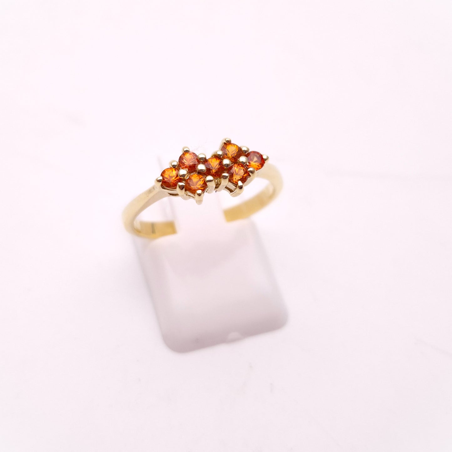 9ct Yellow Gold Multistone Orange Sapphire Cluster Ring