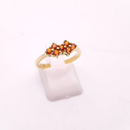 9ct Yellow Gold Multistone Orange Sapphire Cluster Ring