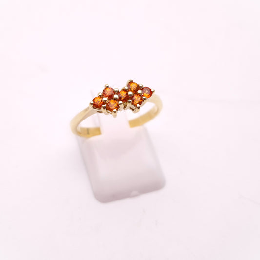9ct Yellow Gold Multistone Orange Sapphire Cluster Ring