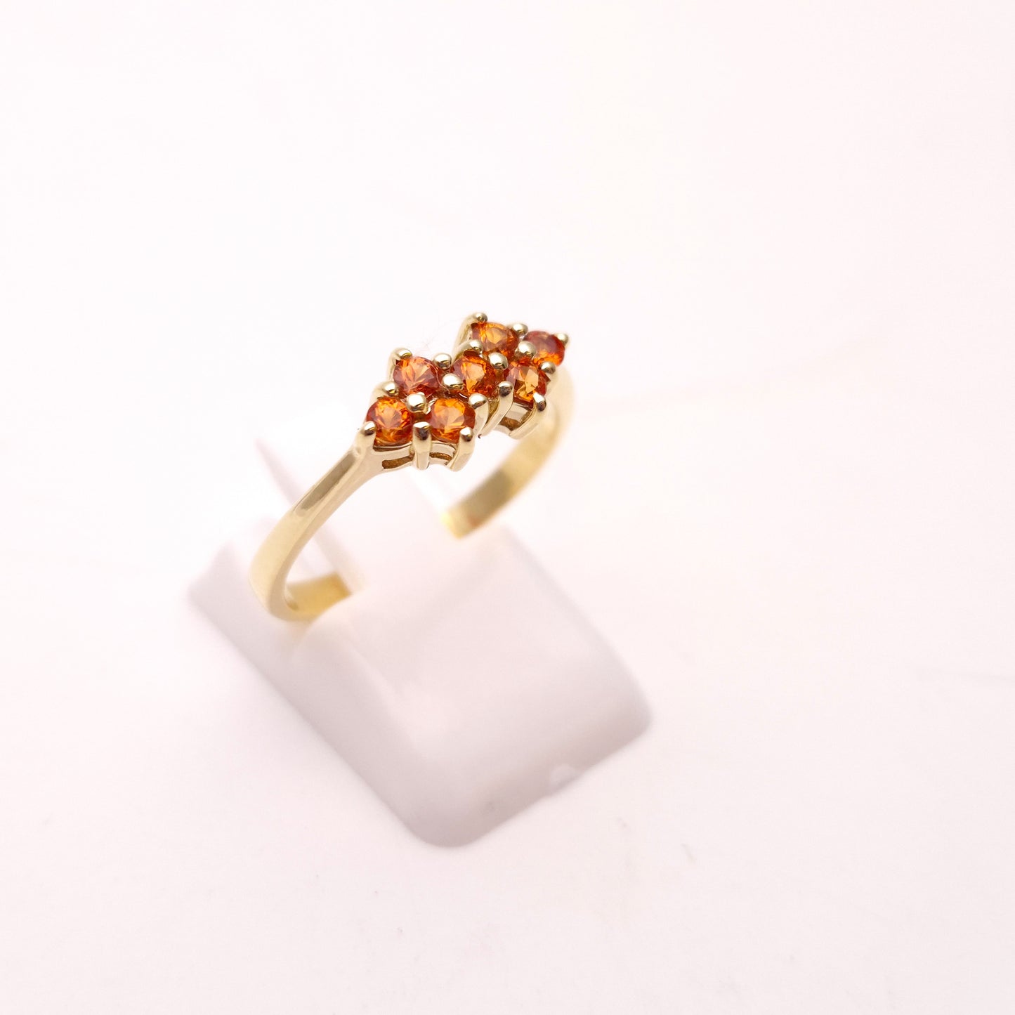 9ct Yellow Gold Multistone Orange Sapphire Cluster Ring
