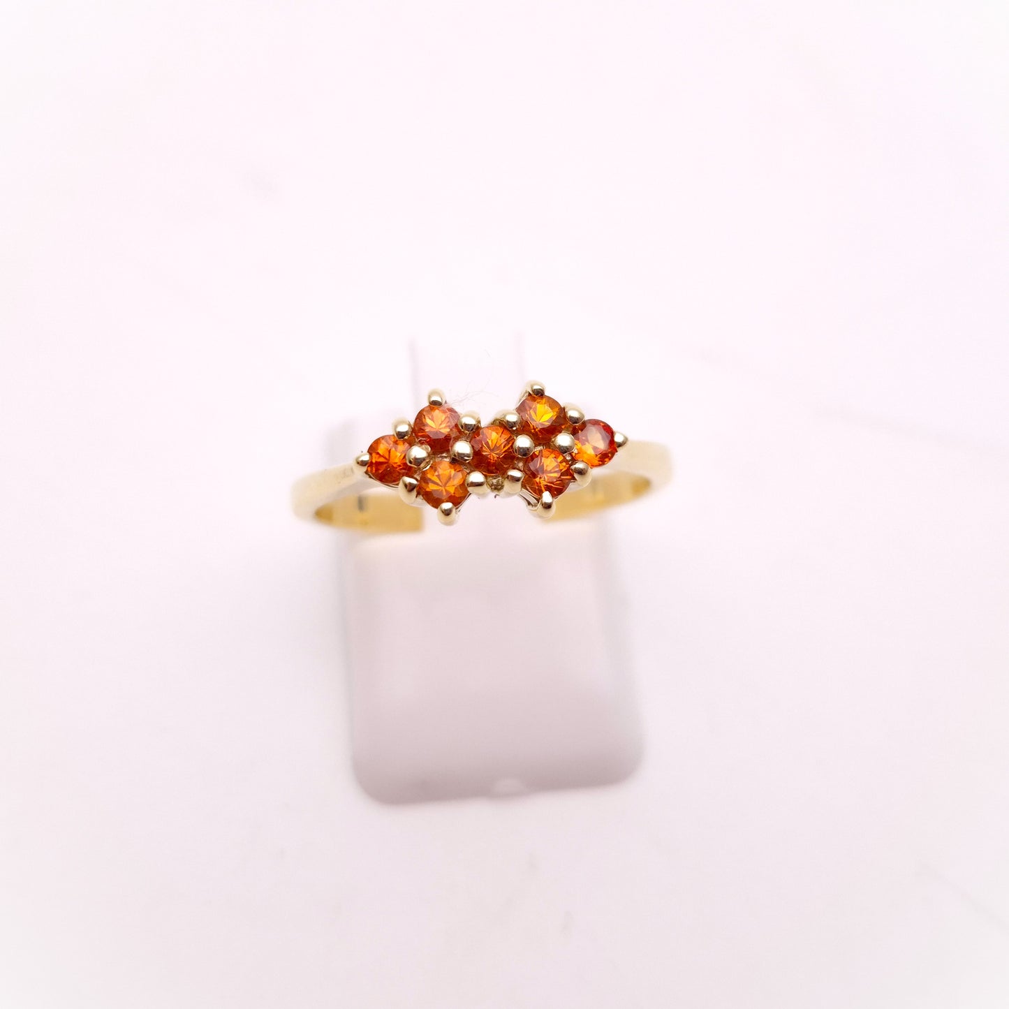 9ct Yellow Gold Multistone Orange Sapphire Cluster Ring