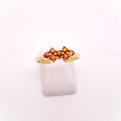 9ct Yellow Gold Multistone Orange Sapphire Cluster Ring