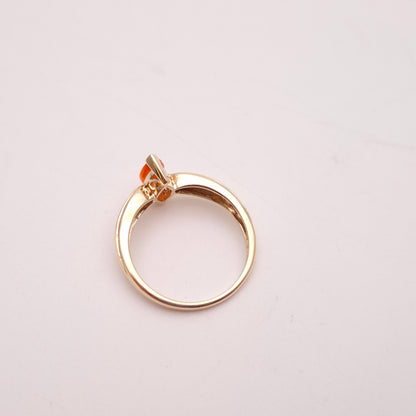 9ct Yellow Gold Fire Opal and Diamond Multi-Stone Ring (AF)