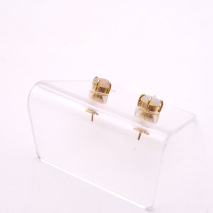 18ct Yellow Gold Opal Cabochon Solitaire Stud Earrings