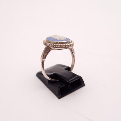 Sterling Silver Oval Wedgewood Pottery Panel Ring