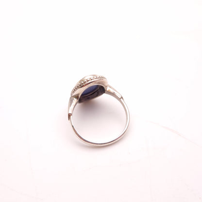 Sterling Silver Oval Wedgewood Pottery Panel Ring