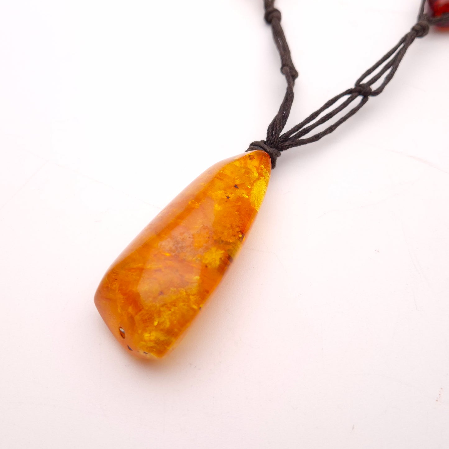 Extra Large Multi-tone Amber Leather Necklace