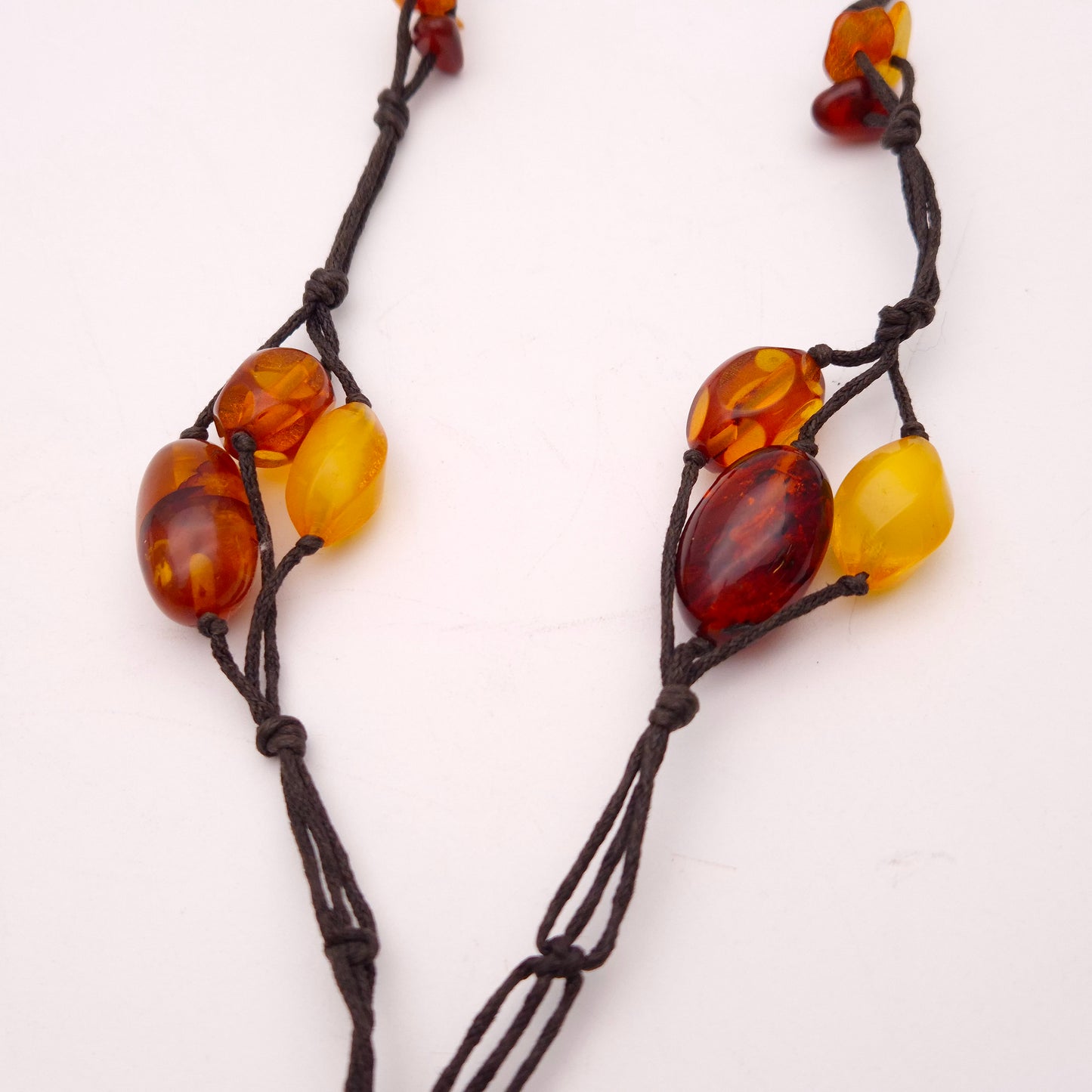 Extra Large Multi-tone Amber Leather Necklace