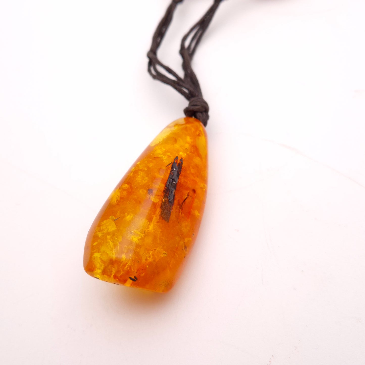 Extra Large Multi-tone Amber Leather Necklace