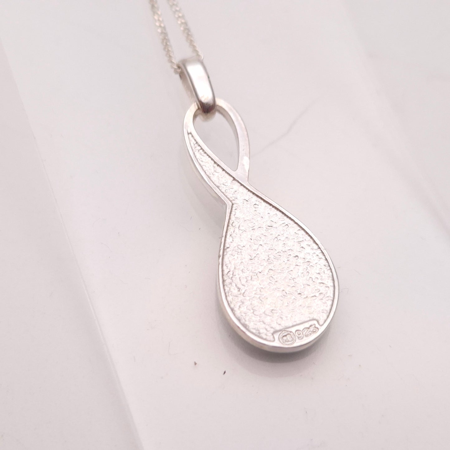 Sterling Silver Multi-Tone Green Swirly Enamel Pendant and Chain Necklace