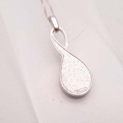 Sterling Silver Multi-Tone Green Swirly Enamel Pendant and Chain Necklace