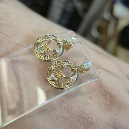 9ct Yellow Gold Diamond Set Claddagh Circle Drop Earrings