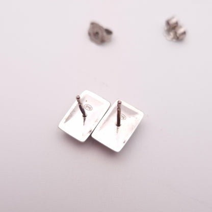 9ct White gold Princess Cut Aquamarine Rectangular Stud Earrings