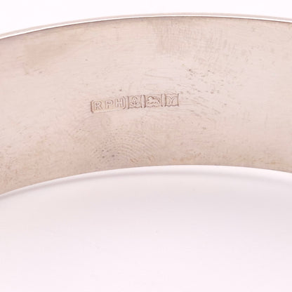 Sterling Silver Vintage Half Patterned Engraved Heavy Bangle