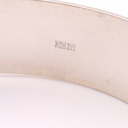 Sterling Silver Vintage Half Patterned Engraved Heavy Bangle