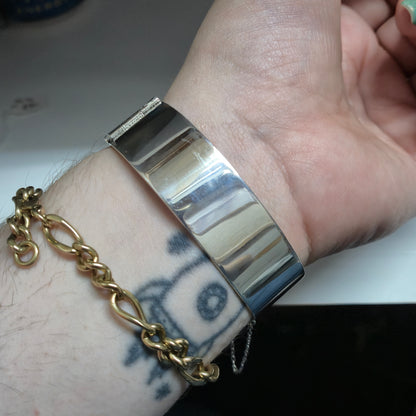Sterling Silver Vintage Half Patterned Engraved Heavy Bangle