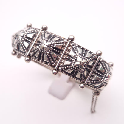 Sterling Silver Vintage Unique / Unusual Pyramid Domed Bangle