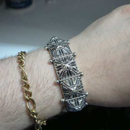 Sterling Silver Vintage Unique / Unusual Pyramid Domed Bangle