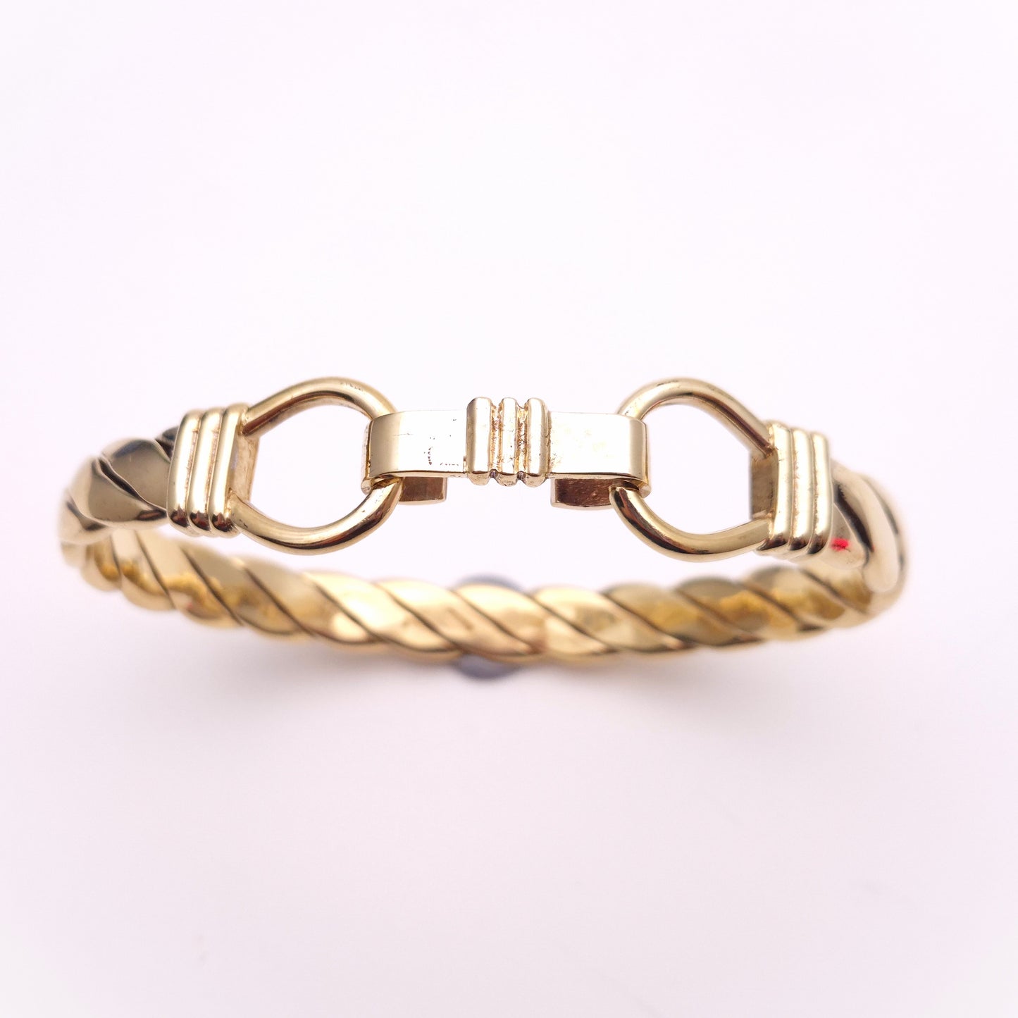 9ct Yellow Gold Heavyweight Extra Large Gents Double Loop Clasp Twist Bangle