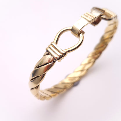 9ct Yellow Gold Heavyweight Extra Large Gents Double Loop Clasp Twist Bangle