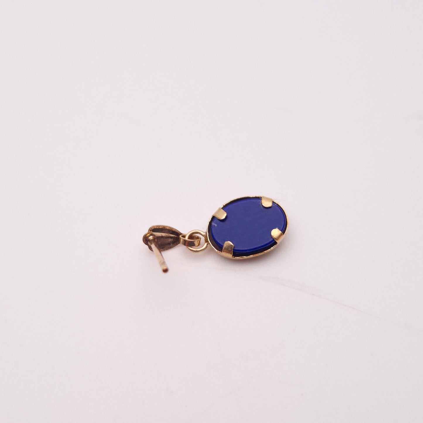 9ct Yellow Gold Small Oval Lapis Lazuli Drop Earrings