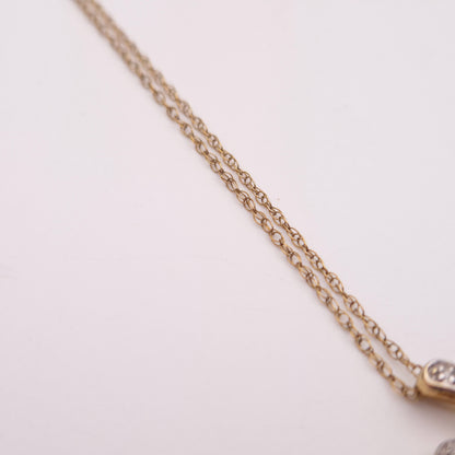 9ct Yellow Gold Feldspar and Diamond Quatrefoil Pendant and Chain Necklace