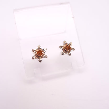 Sterling Silver and Rose Gold Clogau Daffodil Stud Earrings