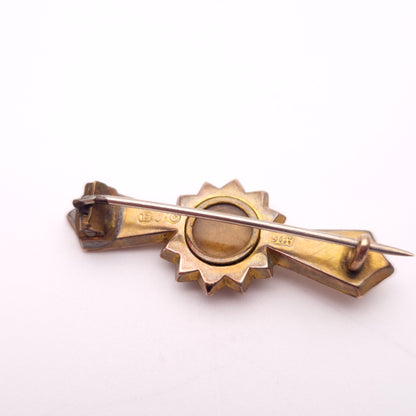 9ct Yellow Gold Ruby and Pearl Antique Mourning Style Brooch