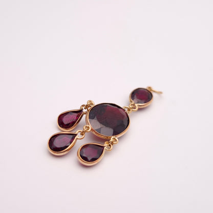 9ct Yellow Gold Vintage Five Stone Garnet Chandelier Pendant only