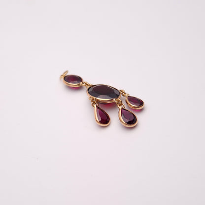 9ct Yellow Gold Vintage Five Stone Garnet Chandelier Pendant only