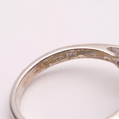 Sterling Silver Blue and White Cubic Zirconia Trilogy Ring