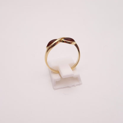 9ct Yellow Gold Vintage Two Stone Marquise Shaped Amber Wave Ring