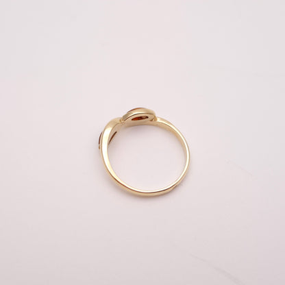9ct Yellow Gold Vintage Two Stone Marquise Shaped Amber Wave Ring
