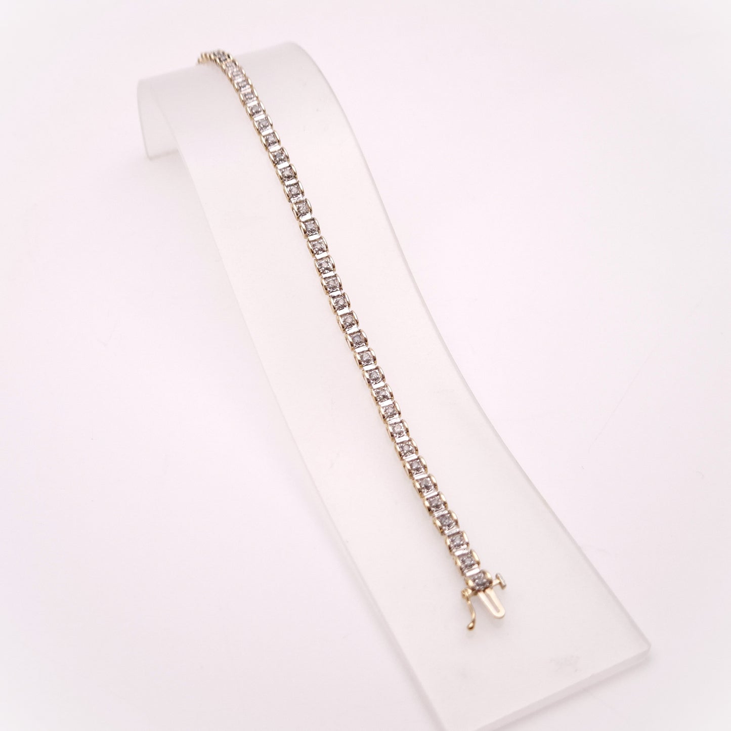 9ct Yellow and White Gold Two Tone Diamond Set Tennis Bracelet