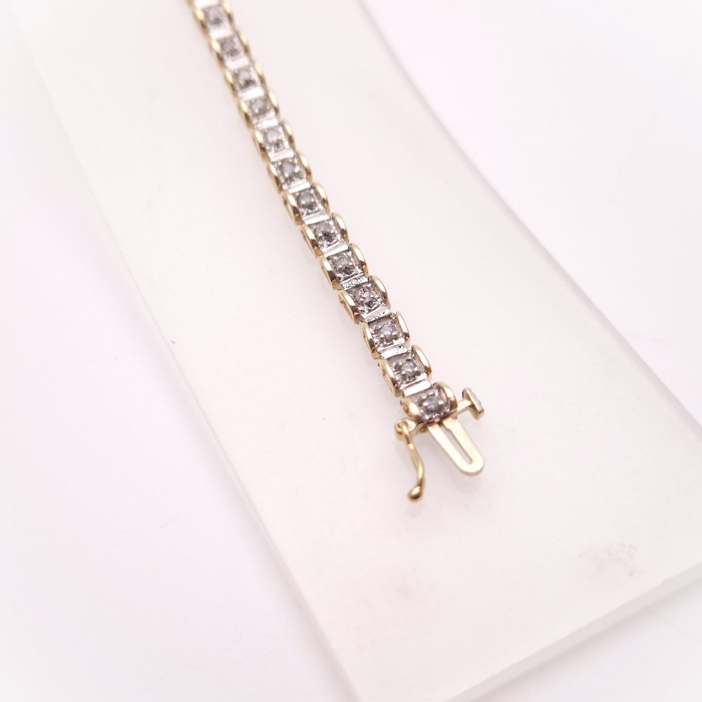 9ct Yellow and White Gold Two Tone Diamond Set Tennis Bracelet