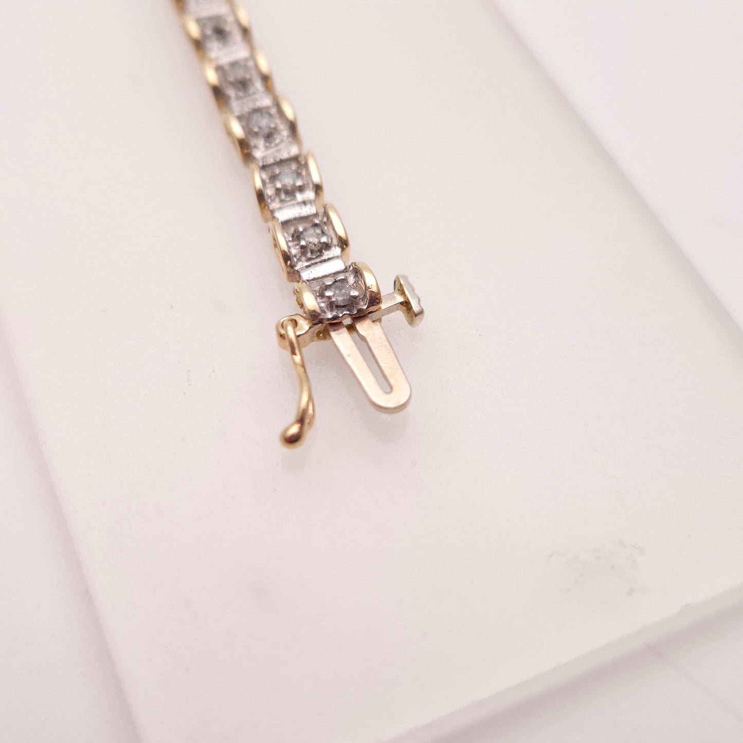 9ct Yellow and White Gold Two Tone Diamond Set Tennis Bracelet