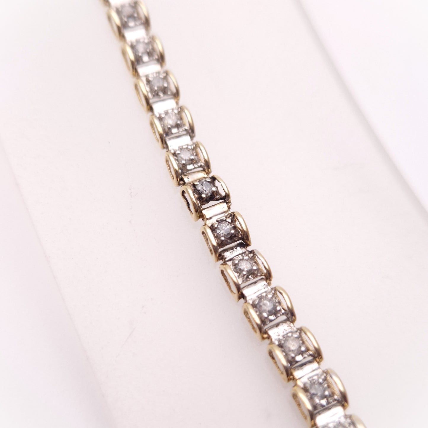 9ct Yellow and White Gold Two Tone Diamond Set Tennis Bracelet