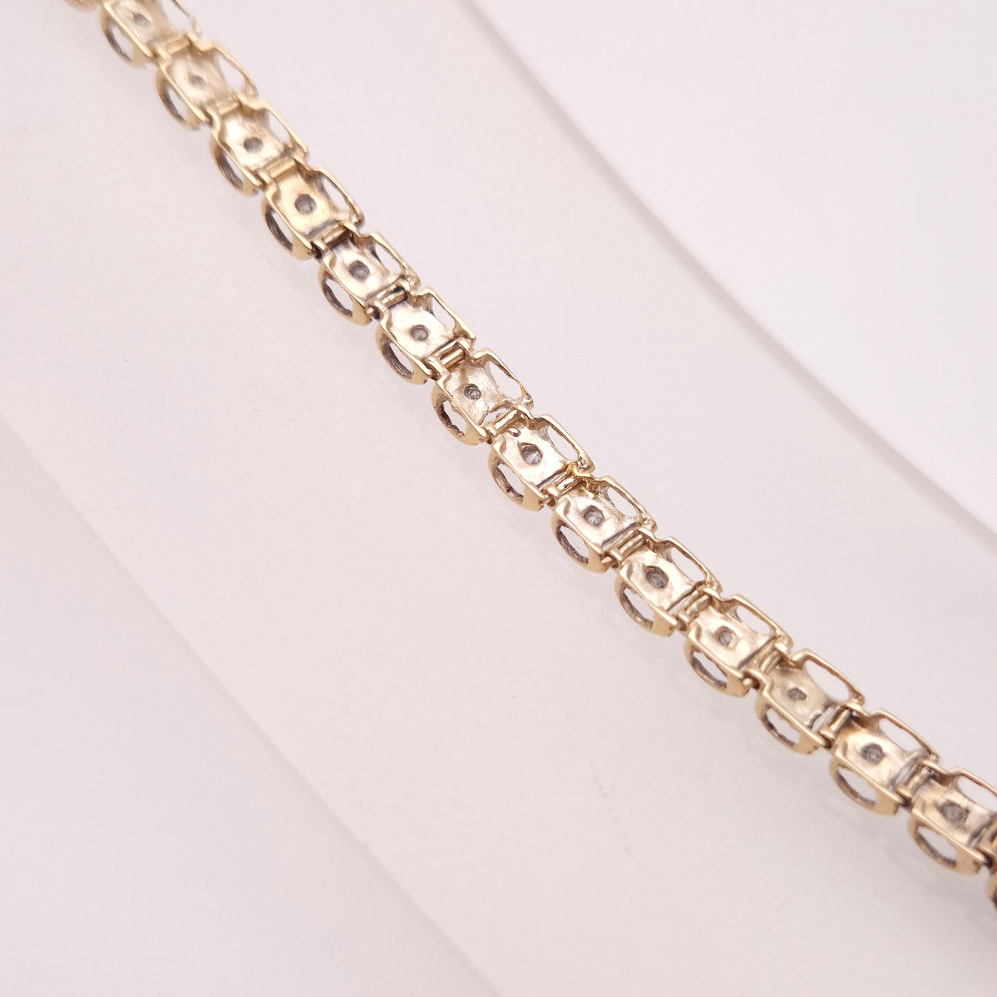 9ct Yellow and White Gold Two Tone Diamond Set Tennis Bracelet