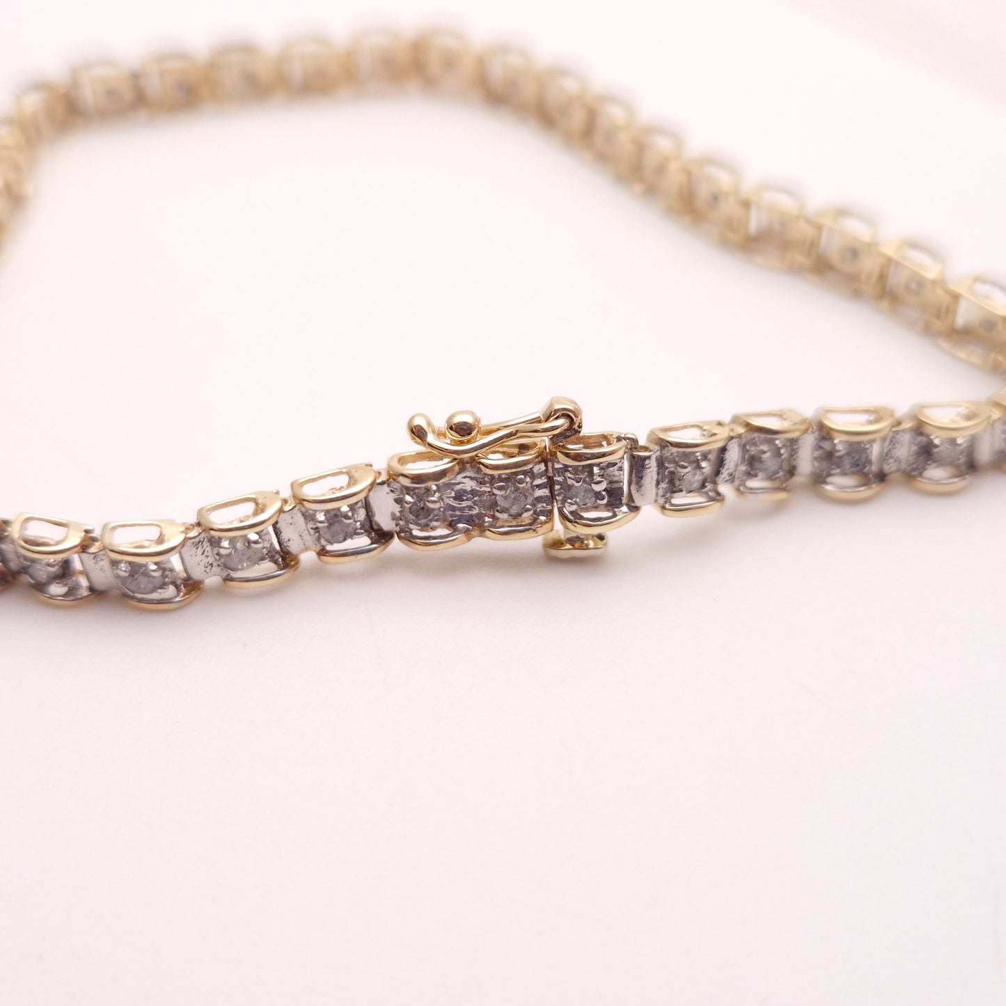 9ct Yellow and White Gold Two Tone Diamond Set Tennis Bracelet