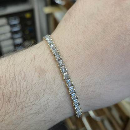 9ct Yellow and White Gold Two Tone Diamond Set Tennis Bracelet